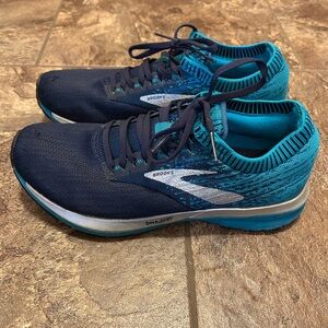 Brooks Navy and Aqua Athletic Shoes